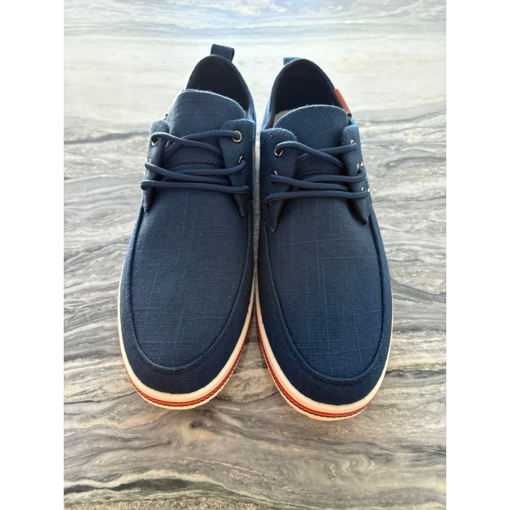 NEW Mens Navy Lightweight Lace-Up Canvas Sneakers Size US 10.5 / 11